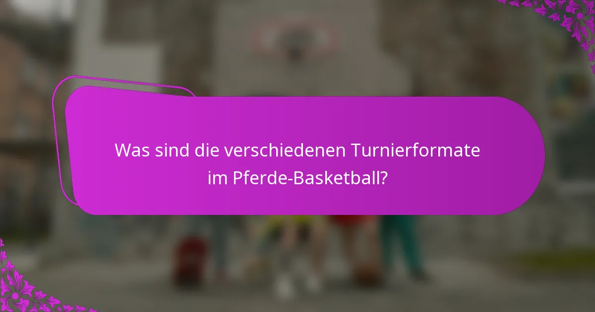 Was sind die verschiedenen Turnierformate im Pferde-Basketball?