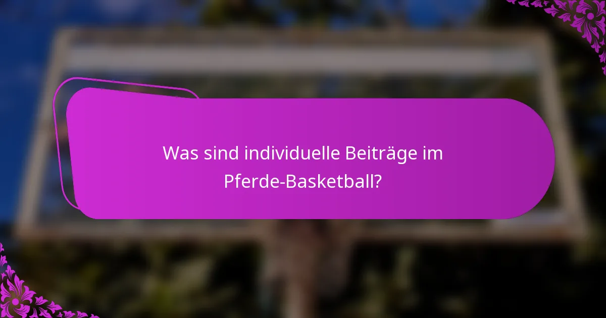 Was sind individuelle Beiträge im Pferde-Basketball?