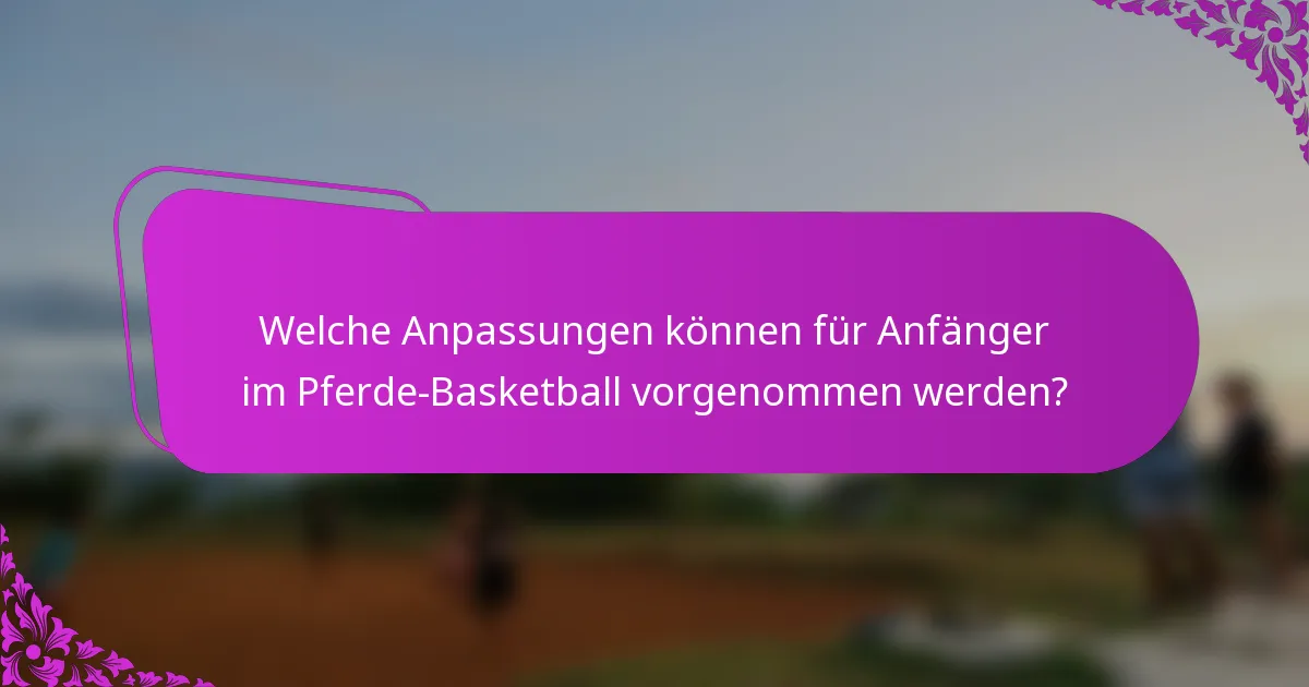 Welche Anpassungen können für Anfänger im Pferde-Basketball vorgenommen werden?