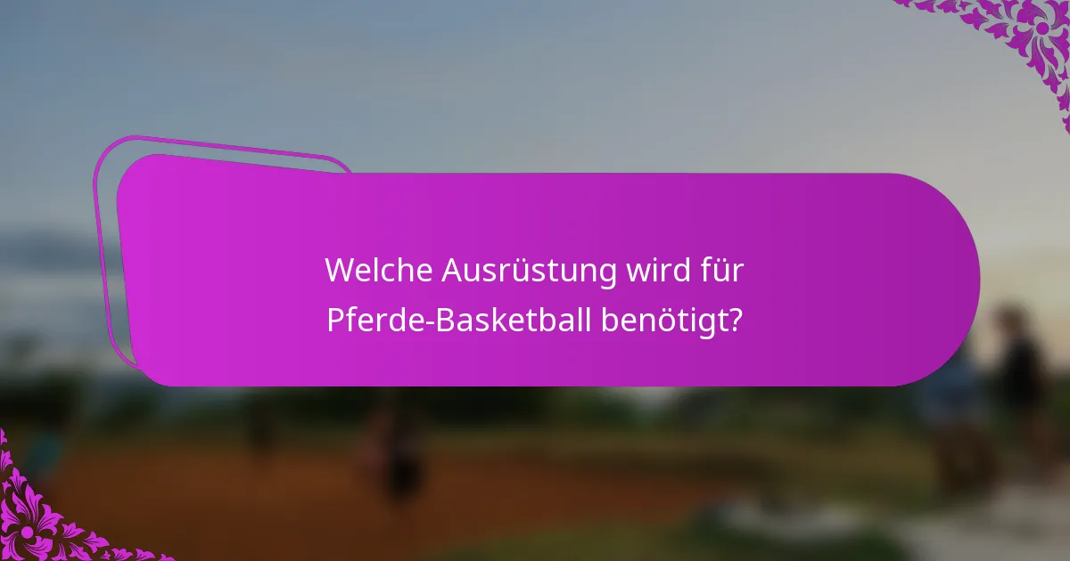 Welche Ausrüstung wird für Pferde-Basketball benötigt?