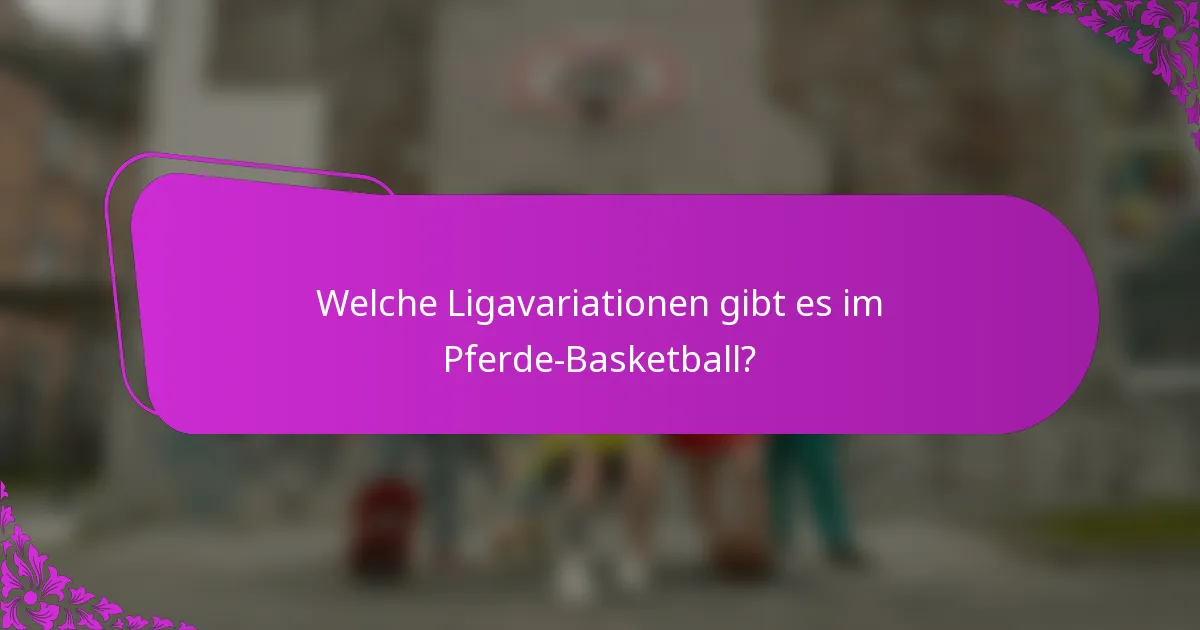 Welche Ligavariationen gibt es im Pferde-Basketball?