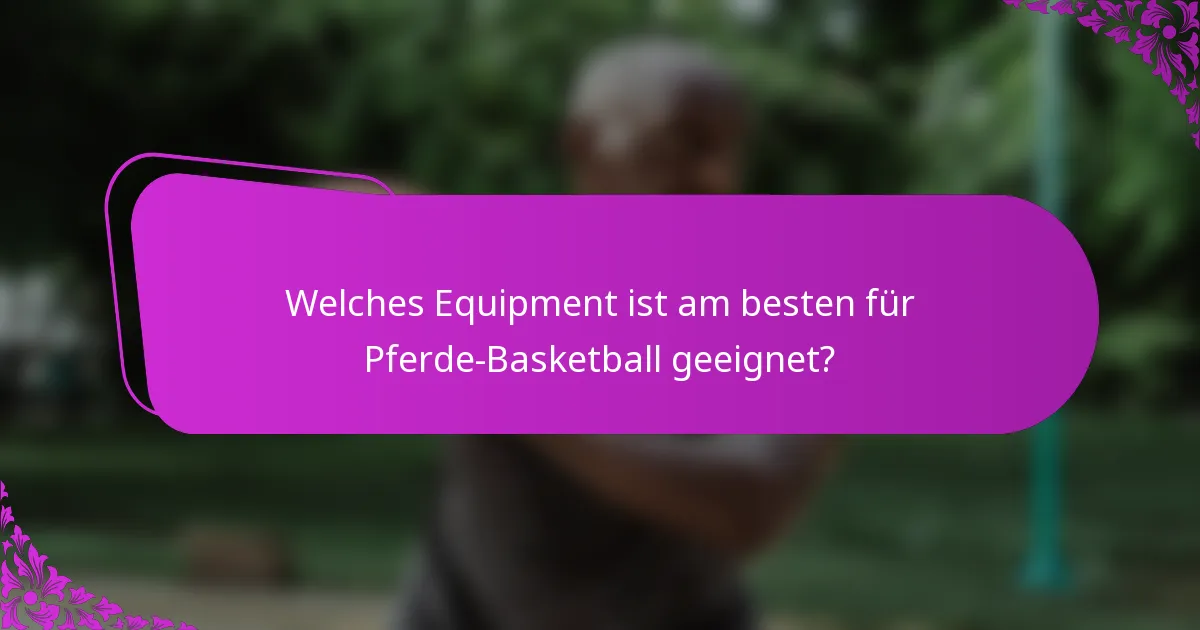 Welches Equipment ist am besten für Pferde-Basketball geeignet?