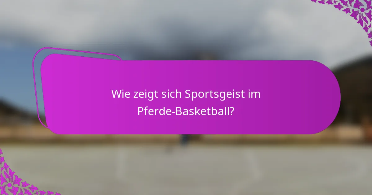 Wie zeigt sich Sportsgeist im Pferde-Basketball?
